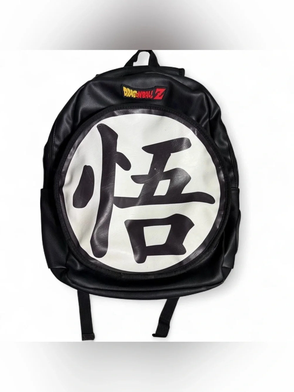 Dragon Ball Z Black Faux Leather Backpack Goku Go Kanji & Kame Symbol Daypack